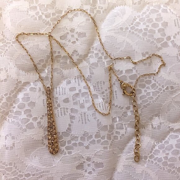 New Monet  Yellow Citrine Crystal Teardrop Charm Pendant Gold Tone Necklace - Picture 8 of 12